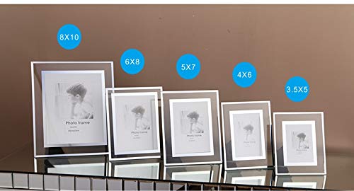 Cq acrylic 5x7 Glass Picture Frame,Silver Mirrored for Photo Display Stand on Tabletop,Pack of 2