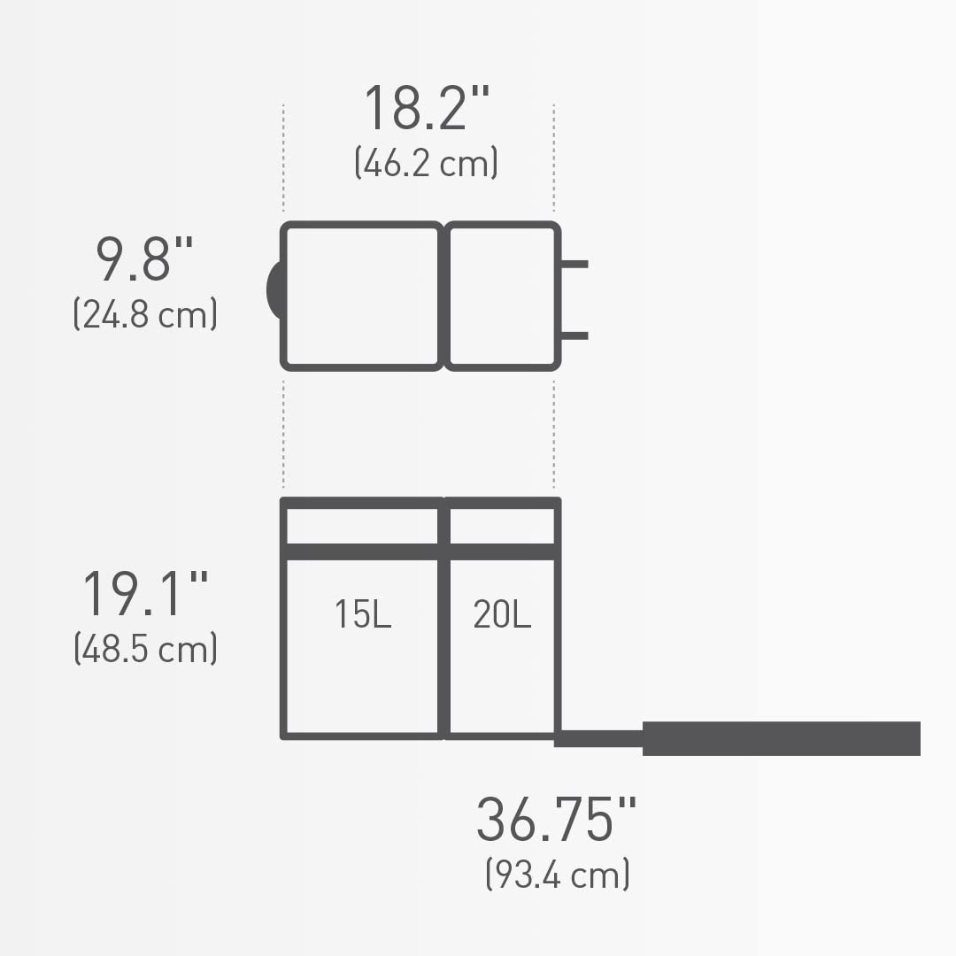 simplehuman Dual Compartment Pull-Out Recycling Bin & Trash Can, 35L, Chrome, Stainless Steel, Model CW1016