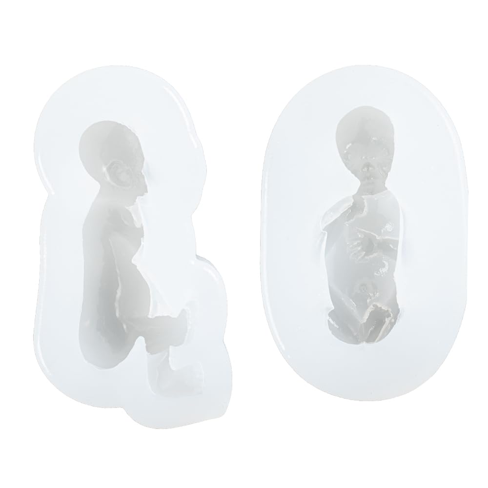 Sleeping Baby Fondant Silicone Molds For Cake Decoration Cupcake Topper Chocolate Soap Wax Clay 2-In-Set Around 2.4X1Inch