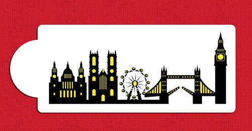 London Detailed Skyline Cake Stencil Side C1001 By Designer Stencils