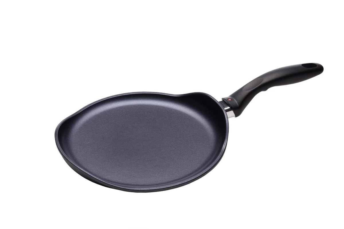 Swiss Diamond 9.5 Inch Crepe Pan, Nonstick Induction Compatible, Aluminum Pan - Dishwasher Safe And Oven Safe Crepe Pan, Grey