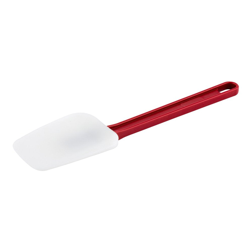 Restaurantware Met Lux 10 Inch High-Heat Spatula 1 Spoon-Shaped Heat-Resistant Spatula - Dishwasher-Safe Hanging Hole Red And Wh