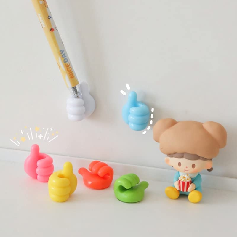 Krupanidhi SelfAdhesive Wall Decoration Hook Creative Silicone Thumb Key Hanger Hook Home/Office Data Cable Clip Wire Desk Orga