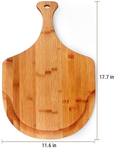 Bamboo Pizza Peel, Wood Serving Pan, Cheese And Charcuterie Boards, Pizza Board Pizza Paddle Cutting Board With Handle For Bakin