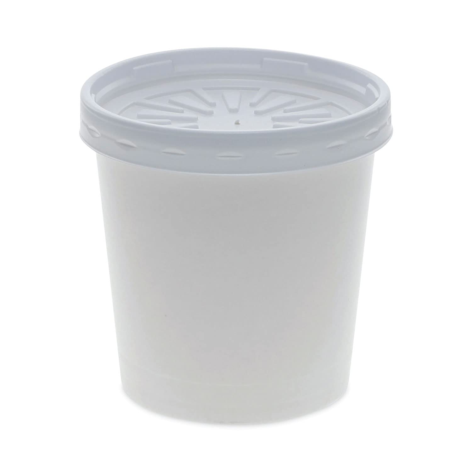 Pactiv Evergreen Paper Round Food Container And Lid Combo, 16 Oz., 3.75-Inch Diameter X 3.88H-Inch, White, 250/Carton (D16Rbld)