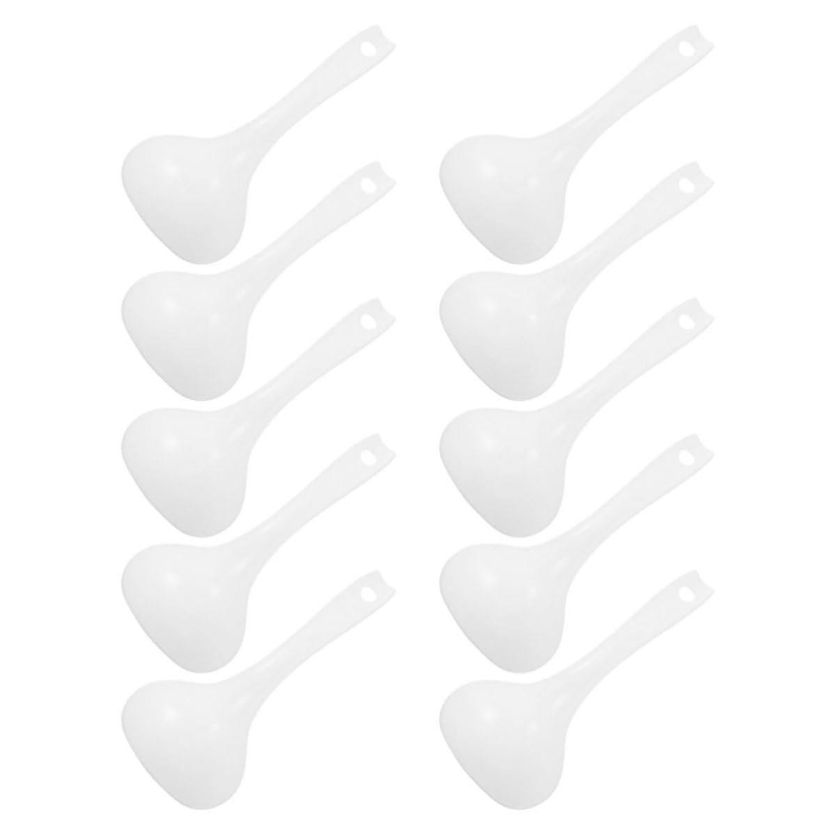 DEARMAMY 10pcs White Plastic Soup Ladles Heat Resistant Pp Material Large Food Serving Spoons with Comfortable Handle Traditiona