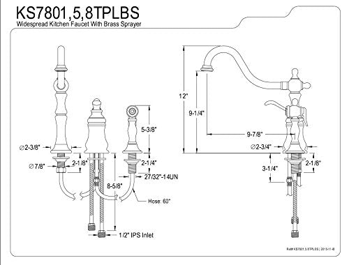 Kingston Brass KS7805TPLBS Widespread Kitchen Faucet  Oil Rubbed Bronze
