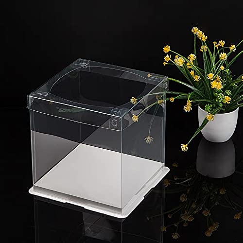 Xininsun 6Pcs Clear Cake Boxes With Ribbon, 6Inch Cake Boxes For Christmas Bakery Treat,Holiday Pastries,Gift Giving-White