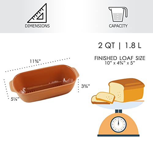 Eurita Clay Roaster, Bread Pan, Healthy Clay Pot Cooking, With Free Recipe Guide, 2 Quarts