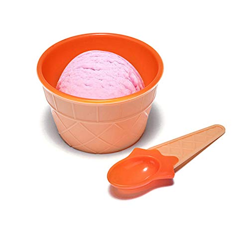 Dessert Bowls, 4 Pack Ice Cream Bowl Spoon Set,Frozen Yogurt Cups With Spoons Durable Plastic Candy Color Lovely Dessert Bowl Di