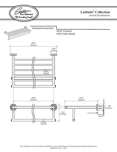 Gatco 4247 Latitude Ii Rack With Towel Bar, 24 Inch, Chrome