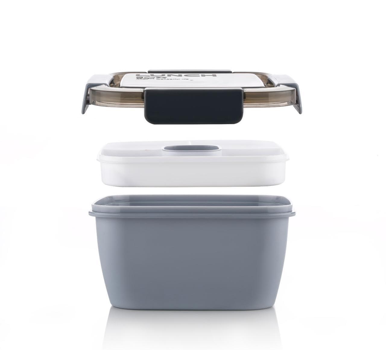 Clazkit Plastic Salad Lunch Box Container with Cutlery and Sauce Container with 5 Compartment Bento Style Tray Leak Proof Lunch