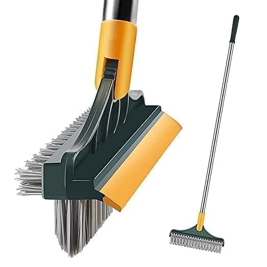 Uplevelbucket 3In1 Bathroom Cleaning Brush With Wiper & Long Handle  180 Rotating Toilet & Tile Scrubber For Floor, Toilet, Kit