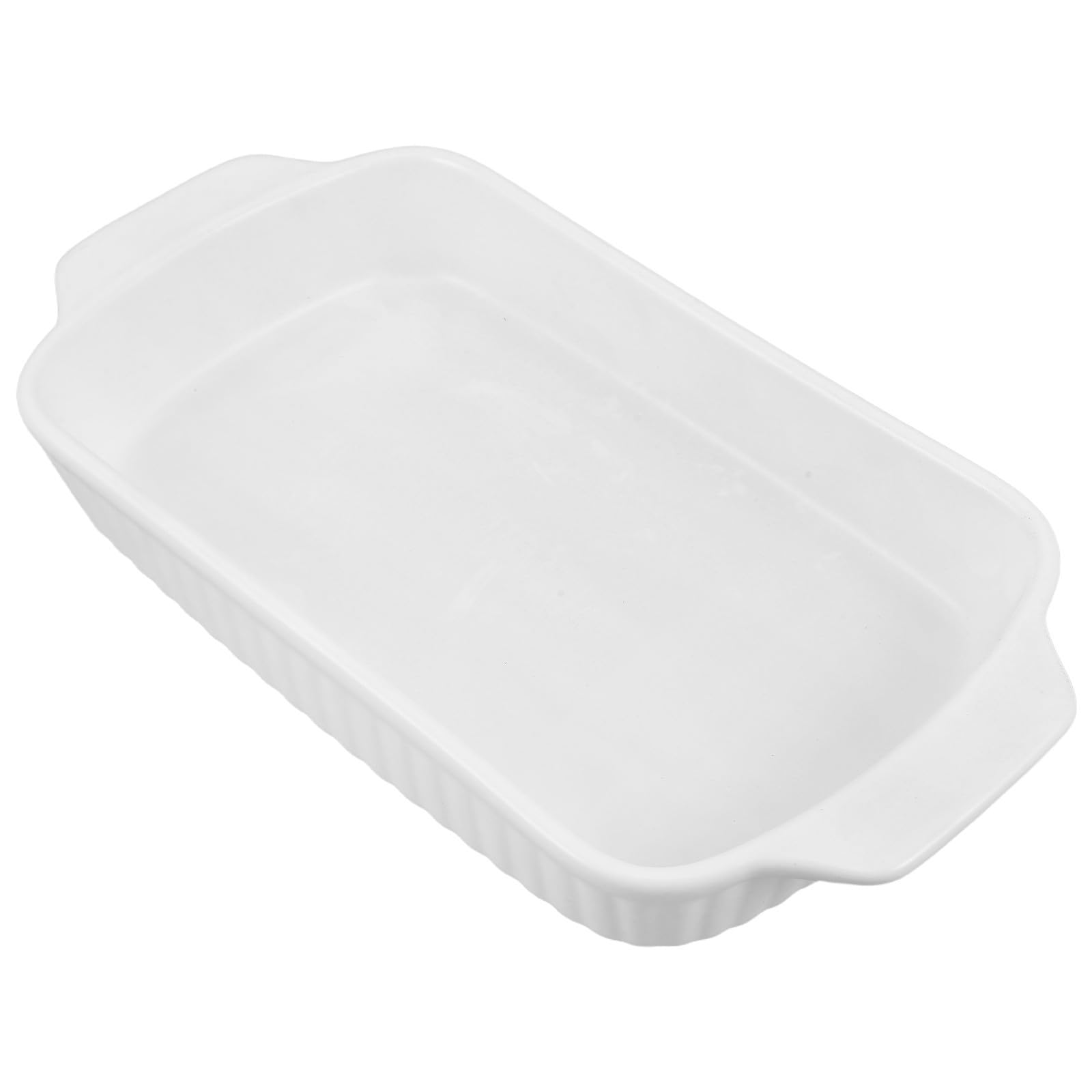 DEARMAMY Ceramic Baking Pan with Handles, Rectangular Deep Casserole Dish for Oven Use, Even Heat Distribution and Ergonomic Gri