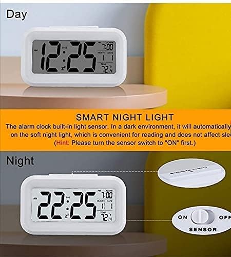 Aerys Digital Alarm Clock, Table Clock With Automatic Sensor, Date And Temperature Display, Compact Desk Clock For Students, Hom