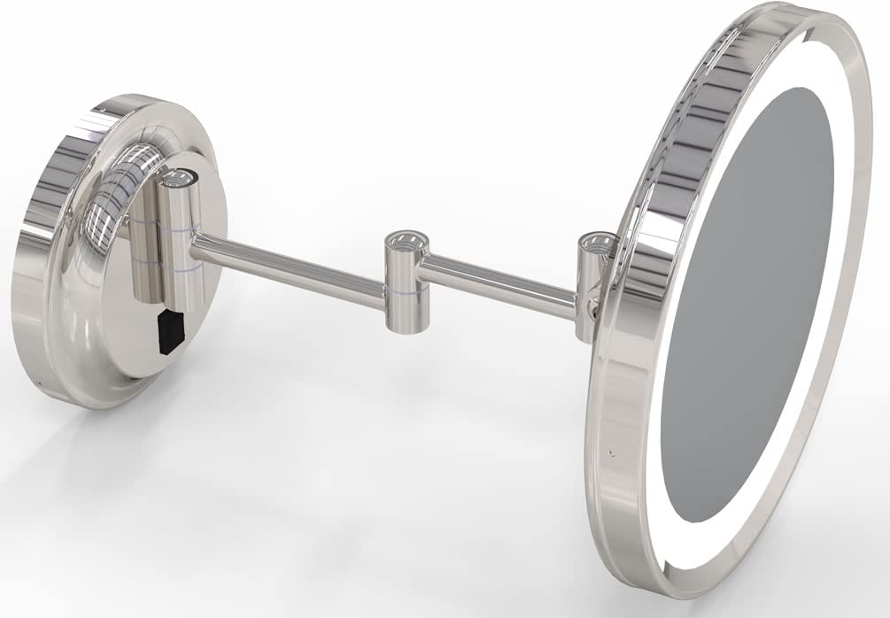 Kimball & Young Hardwire Dual Light Led 5X Make Up Mirror, Polished Nickel
