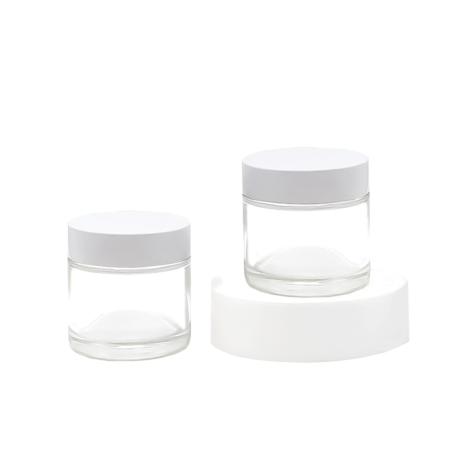 Begiket 4 Pack 2 Oz Glass Jars With Lids,60Ml Empty Round Clear Glass Jars With Inner Liners And White Lids,Cosmetic Containers