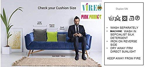 Pink Parrot Jacquard Silk Multi Colour Square Cushion Cover 16X16 Inch-Set 5 Pcs, 150 Tc