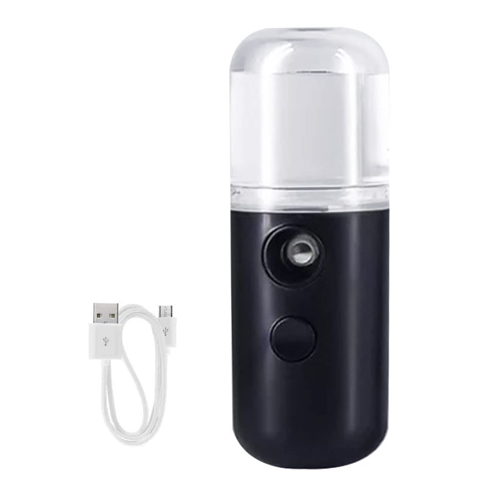 Black 30ml USB Rechargeable Face Mister Spray Bottle, Mini Water Mister for Moisturizing Hydrating Skin Care Makeup