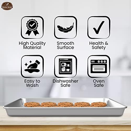 Kitchen Nerds Baking Sheet Pan 2 Pack, 9 X 13 In Rust Free Quarter Sheet Pan For Baking, Warp Resistant, Food Grade Aluminum, Ve