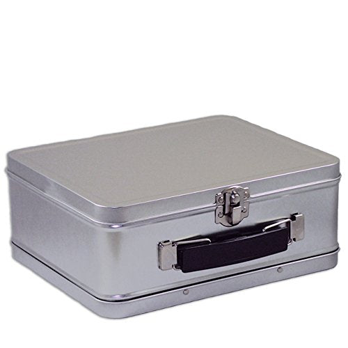 Lunchbox.com Plain Metal Lunch Box - Medium Size, Silver, Model BLD SNK120518
