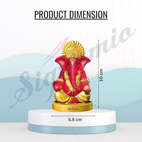 Signamio Handcrafted Pink Ganesha Idol For Car Dashboard Item: Ganesh Ji, Ganpati Bappa Murti For Home Decor - Exquisite Car God