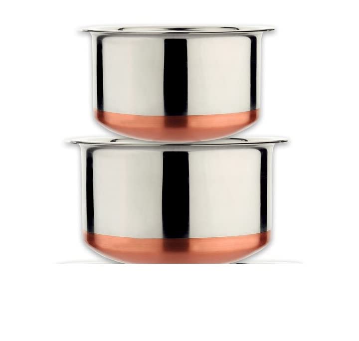 Limetro Steel 2 Pieces Heavy Gauge Flat Bottom Tope Set With Lid/Cookware Set With Lid Tope Set With Lid (Capacity : 2.5L, 3L)
