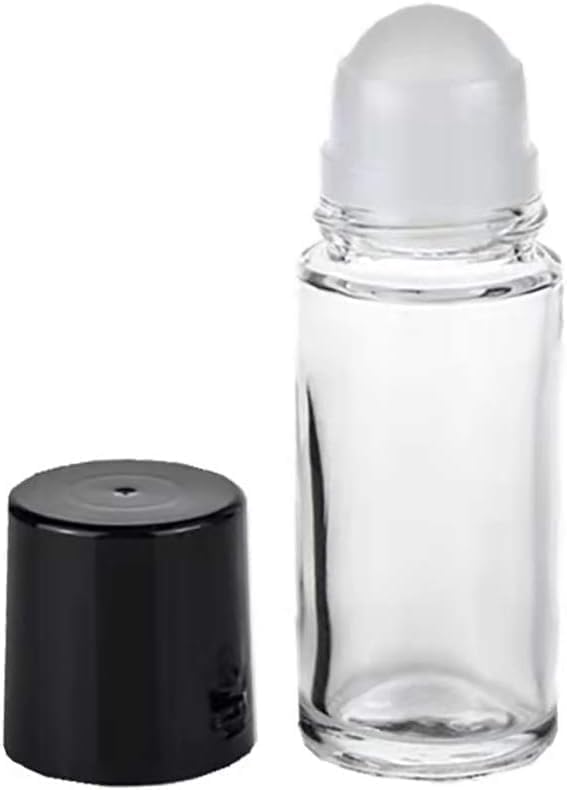 Sluswallow 2 Pcs Black Clear Empty Glass Essential Oil Roller Bottles Vials Containers Refillable Roll-On Bottles, 30Ml Refillab