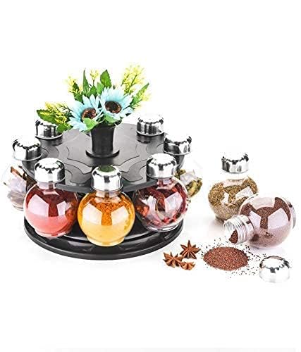 Lipzie Roseleaf Spice Rack Plastic 360Degree Rack Masala Rack Spice Rack With 8 Bottle_M26