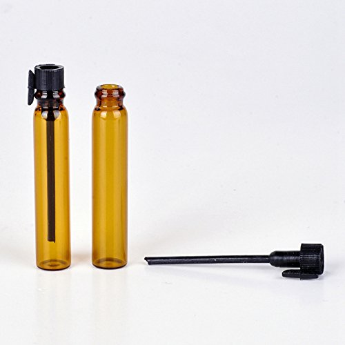 Enslz Amber Glass Mini Perfume Sample Bottle 100 Pcs Vials Refillable Empty Travel Cosmetic Liquid Oil Fragrance Packing Bottles