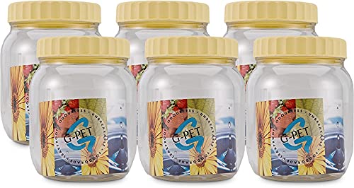 Gpet Round Pet Jar  Airtight Plastic Container Set (6, 500Ml) For Home Kitchen Grocery Storage