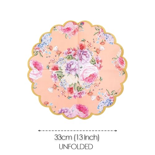 Talking Tables Truly Scrumptious Pack Of 20 Floral Scalloped Napkins | Vintage Afternoon Tea Party Tableware For Decoupage, Birt