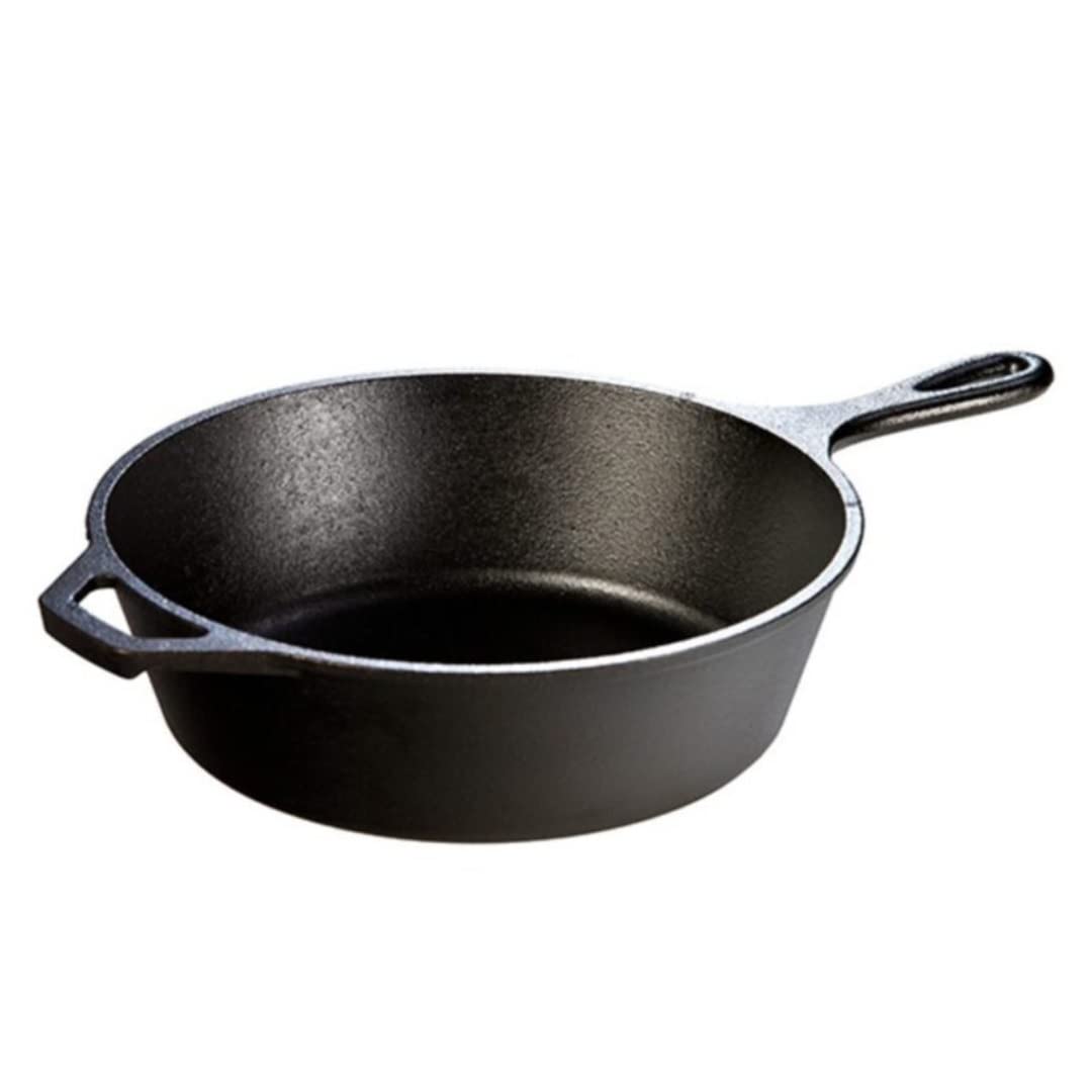 Lodge L8DSK3PLT Cast Iron Deep Skillet, 3 Quart, Black