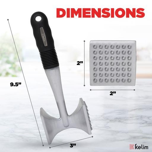 Meat Tenderizer Mallet - Heavy Duty Aluminum Meat Mallet Pounder - 2-Sided Meat Hammer Tenderizer For Softening And Flattening.