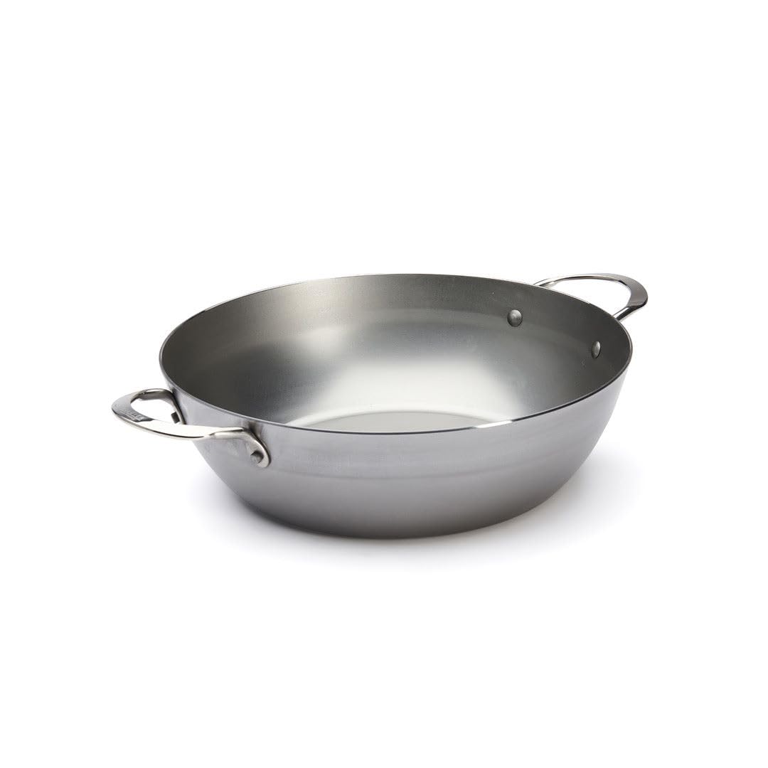 De Buyer Mineral B Carbon Steel Country Fry Pan With Two Handles - 12.5    - Ideal For Sauteing, Simmering, Deep Frying, Stir Fr