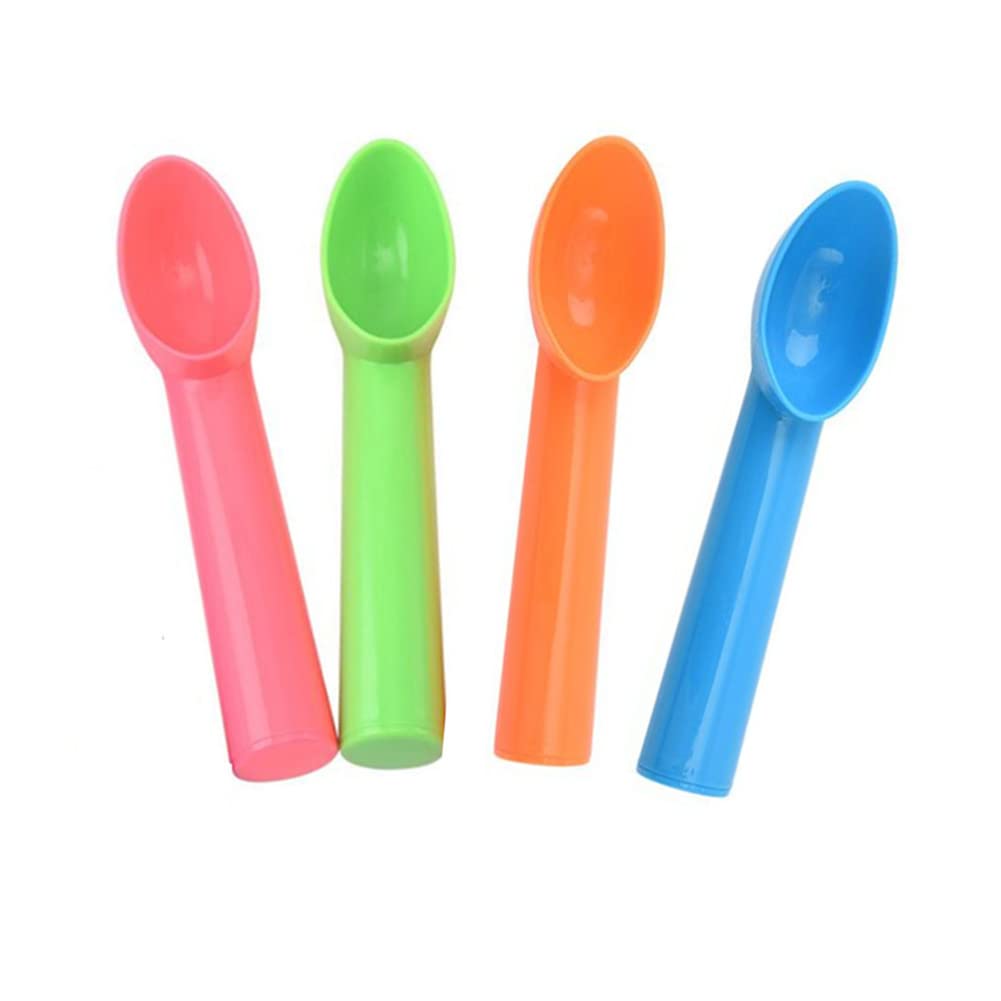 4 Pack Plastic Ice Cream Scoop Nonstick Anti-Freeze Ice Cream Scooper For Fruits, Watermelon, Yogurt, Melon Ball, Sorbet Spoon K