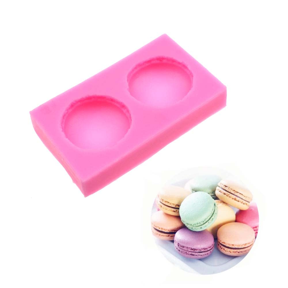 3D Macaroon Silicone Mold, Macaron Hamburger Baking Molds, Perfect for Candle, Muffin, Cake/Cupcake Decorating (2 hole)