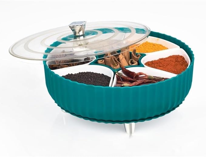 Shrux Kitchen Masala Box|360 Rotating 7 Compartment Kitchen Herbs&Spices Storage Container|Mukhvas And Dry Fruit Storage And Ser