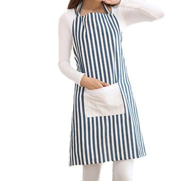 3Nh Ap1 Adjustable Large Size Bib Apron Kitchen Cooking Blue Stripe : Blue Stripe