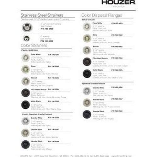 Houzer 190-9261 Sink Strainer For 3.5-Inch Drain Openings, White