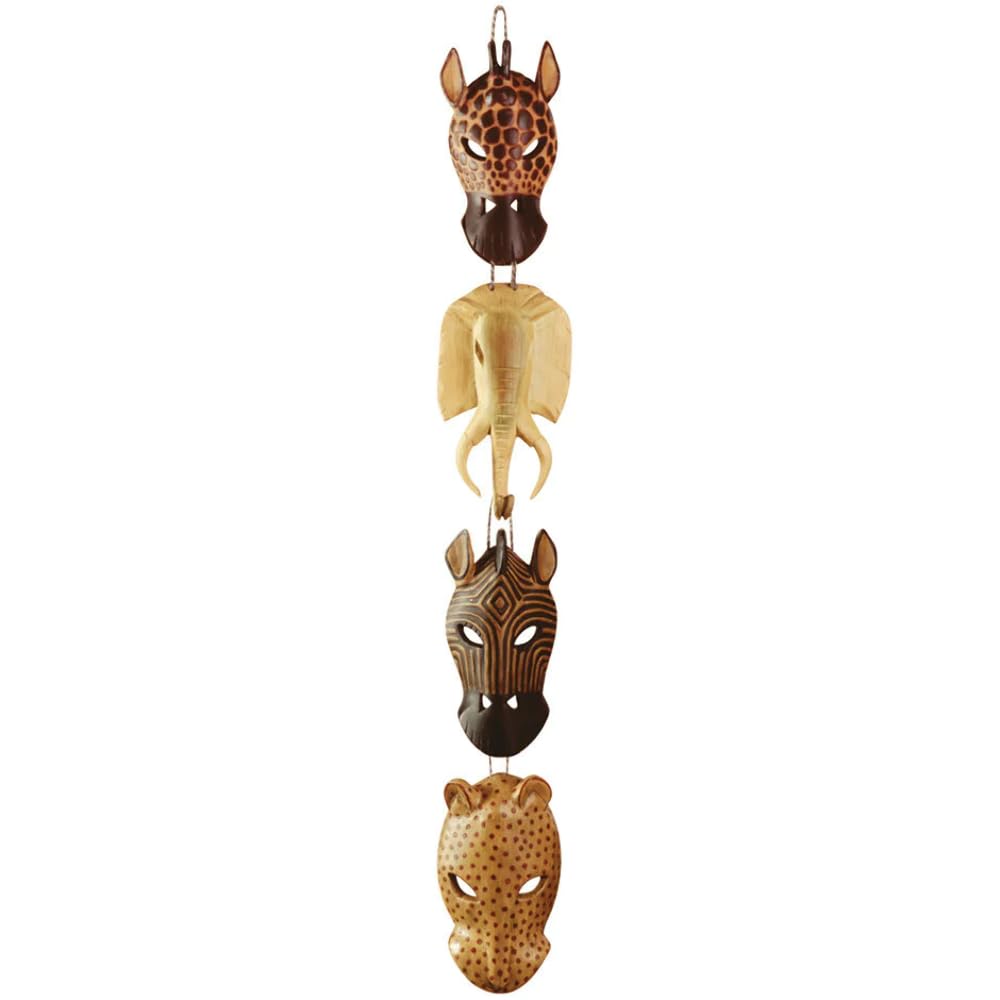 Gifts & Decor Exotic African Animal Masks Carved Wall Plaque Decor