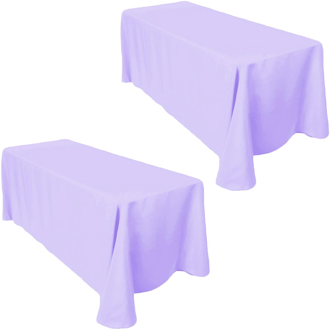 Ltc Linens 2-Pack Rectangular Tablecloths 90 In X 156 In With Rounded Corners - Lavender Table Covers For 8 Ft Table With Floor-