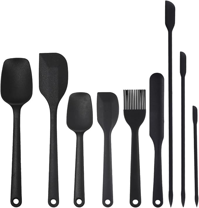 9Pcs Silicone Spatula Set,Flexible Small Spatula Tools for Baking, Mixing, Cooking, Frying, Kitchen Use.Jar Spatulas for Scrapin