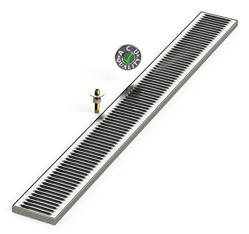 ACU Precision Sheet Metal 0150-48 Surface Mount Drip Tray with Drain 5 x 48 x 3/4 - Stainless Steel # 4 Brushed Finish, 0.75 Hei