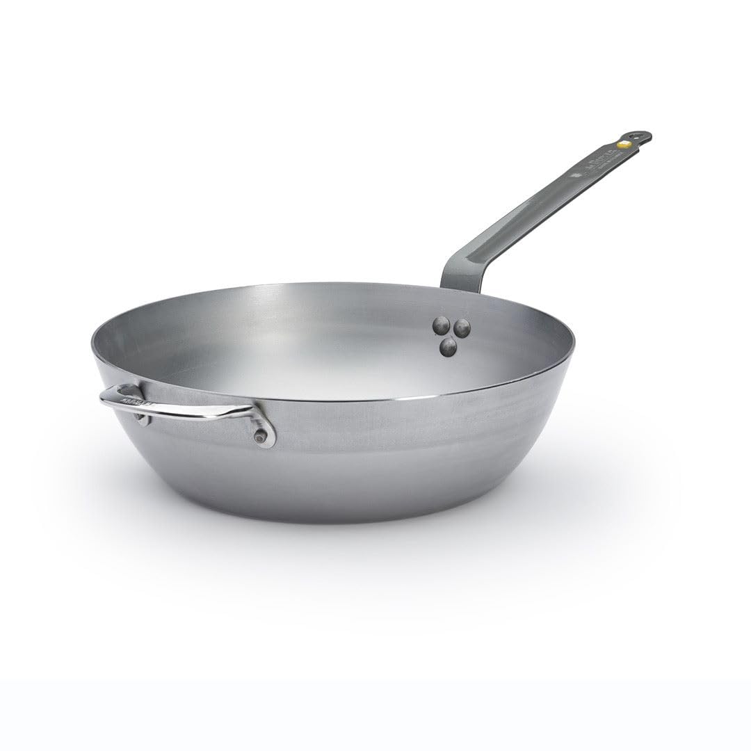 De Buyer Mineral B Carbon Steel Country Fry Pan - 12.5    - Ideal For Sauteing, Simmering, Deep Frying, Stir Frying & One-Pan Me