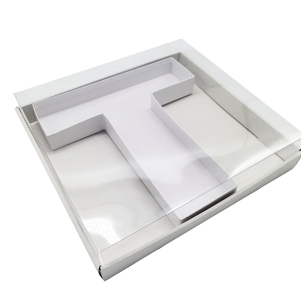 Wenpack 12'' Cardboard Letter Shaped Mache Decorative Strawberries Fillable Sweets Candy Box With Clear Lid (White, T)