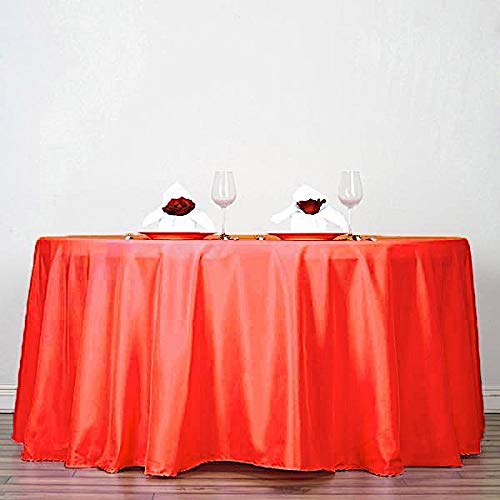 Balsacircle 120 Inch Red Round Tablecloths Fabric Table Cover Linens For Wedding Party Polyester Reception Banquet Events Kitche