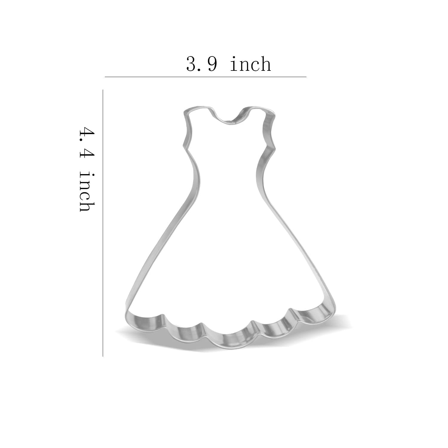 4.4 Inch Wedding Dress Cookie Cutter - Stainless Steel