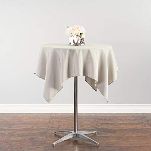 Linentablecloth 54-Inch Square Polyester Tablecloth Silver