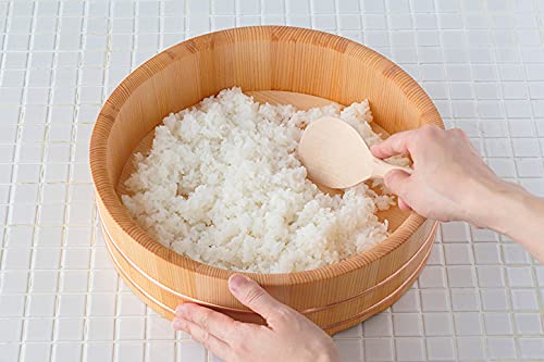 Japanbargain 4597, Japanese Wooden Hangiri Sushi Rice Mixing Bowl Tub For Sushi Restaurant Sushi Oke Sawara Cypress Wood 15.35 I